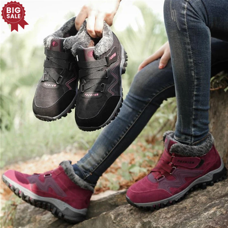 Women Comfy Warm Suede Hook Loop Booties Ankle Hiking Boots