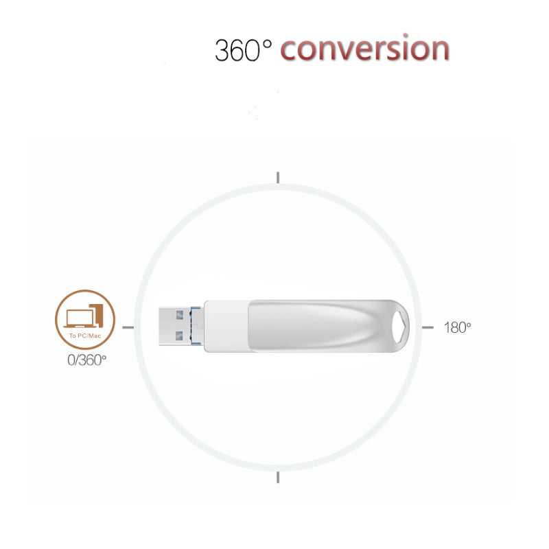 Aplicable al disco U de teléfono móvil giratorio de metal tres en uno Apple Type-c