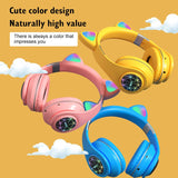 Cute Cat Earphones Bluetooth Wireless with LED Muisc Stereo Headphone