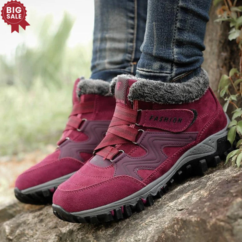 Women Comfy Warm Suede Hook Loop Booties Ankle Hiking Boots